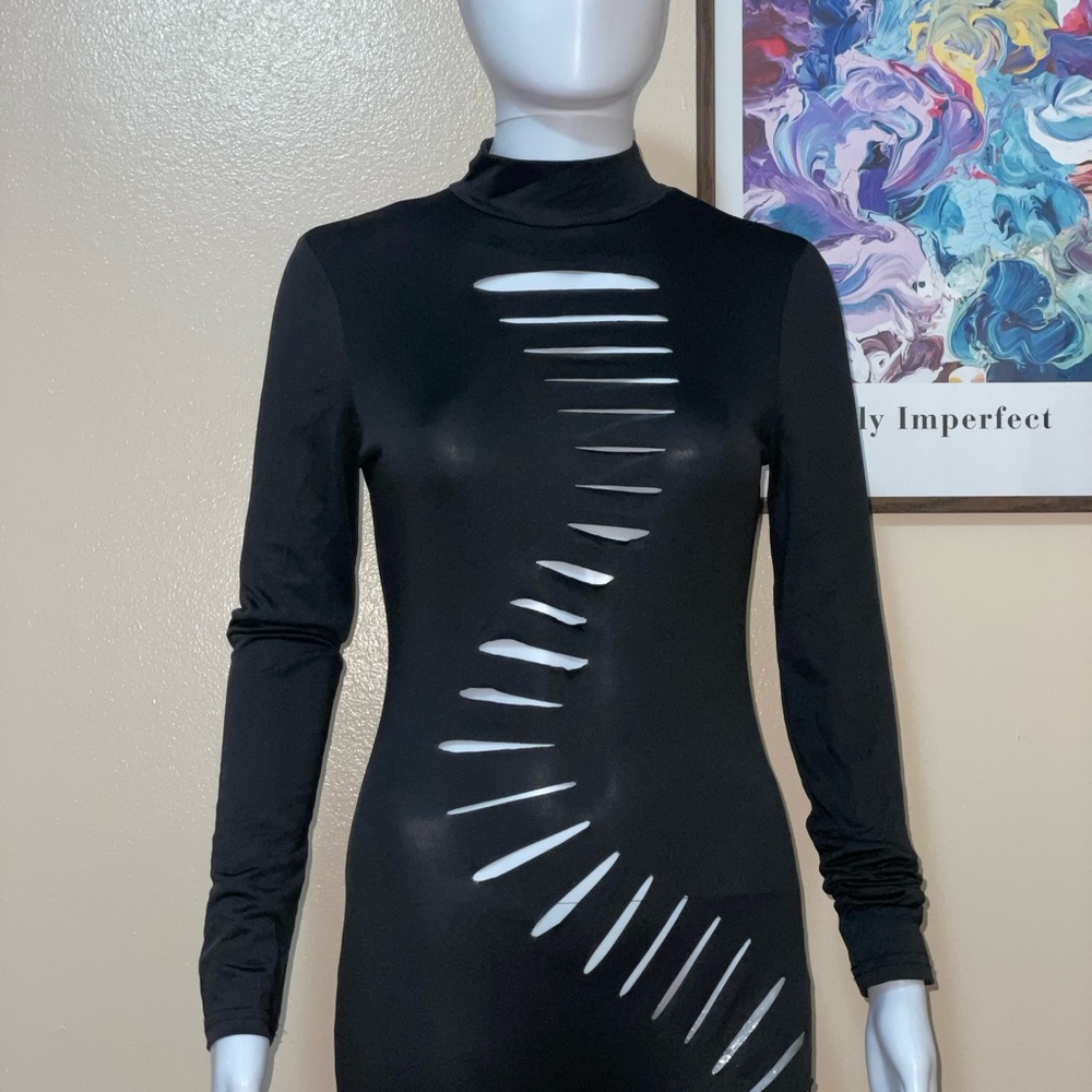 Black Cut-Out Long Sleeve jumpsuit